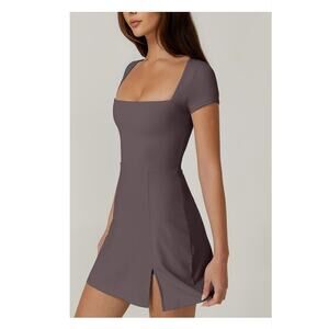 NWT Qinsen Square Neck Tennis Dress Built-in Shorts, Size M